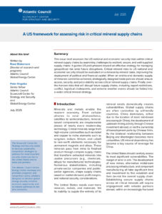 A US Framework for Assessing Risk in Critical Mineral Supply Chains