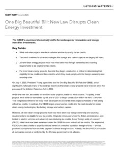 One Big Beautiful Bill: New Law Disrupts Clean Energy Investment