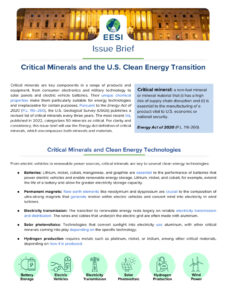 Issue Brief Critical Minerals and the U.S. Clean Energy Transition