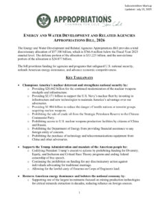 Energy and Water Development and Related Agencies Appropriations Bill, 2026
