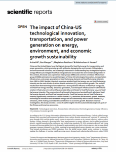 The Impact of China-US Technological Innovation, Transportation, and Power Generation on Energy, Environment, and Economic Growth Sustainability