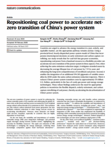 Repositioning Coal Power to Accelerate Net-Zero Transition of China’s Power System
