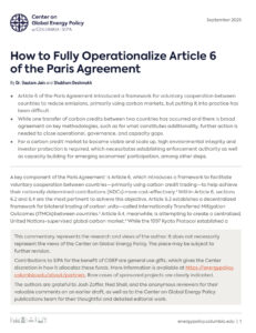 How to Fully Operationalize Article 6 of the Paris Agreement