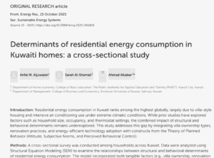 Determinants of Residential Energy Consumption in Kuwaiti Homes: a Cross-Sectional Study