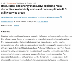 Race, Rates, and Energy Insecurity: Exploring Racial Disparities in Electricity Costs and Consumption in U.S. Utility Service Areas
