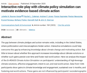 Interactive Role-Play with Climate Policy Simulation Can Motivate Evidence-Based Climate Action