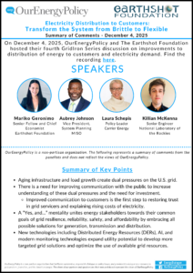 OurEnergyPolicy Event Summary- Electricity Distribution to Customers: Transform the System from Brittle to Flexible