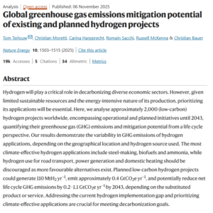 Global Greenhouse Gas Emissions Mitigation Potential of Existing and Planned Hydrogen Projects