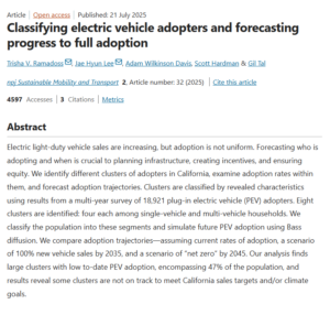 Classifying Electric Vehicle Adopters and Forecasting Progress to Full Adoption