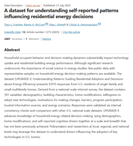 A Dataset for Understanding Self-Reported Patterns Influencing Residential Energy Decisions