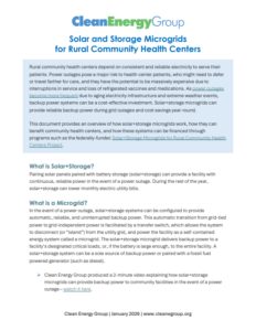 Solar and Storage Microgrids for Rural Community Health Centers