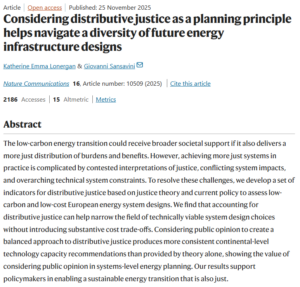 Considering Distributive Justice as a Planning Principle Helps Navigate a Diversity of Future Energy Infrastructure Designs